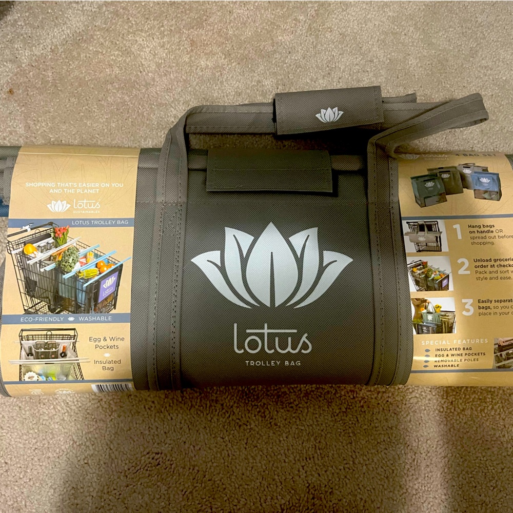Lotus trolley bag for shopping cart organizing, standard size, 4 bags, eco